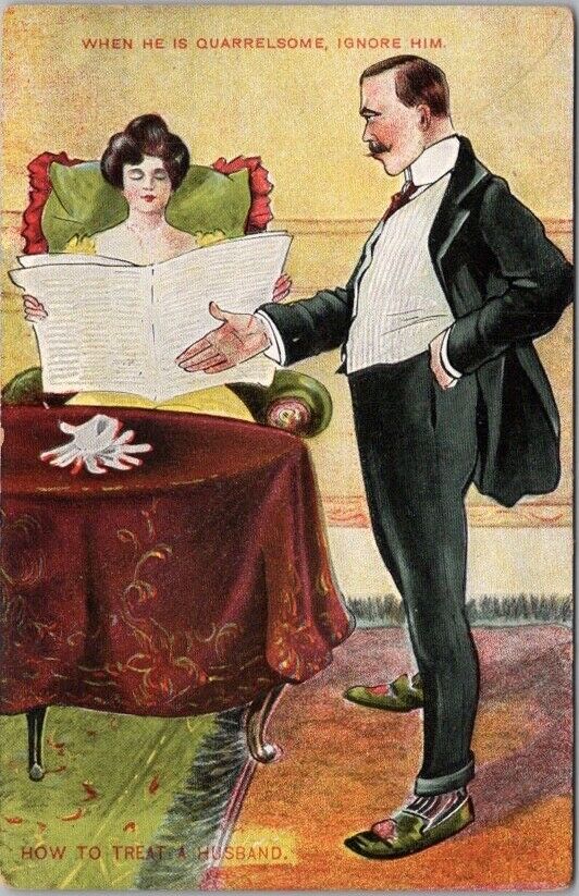 c1910s HOW TO TREAT A HUSBAND Postcard \