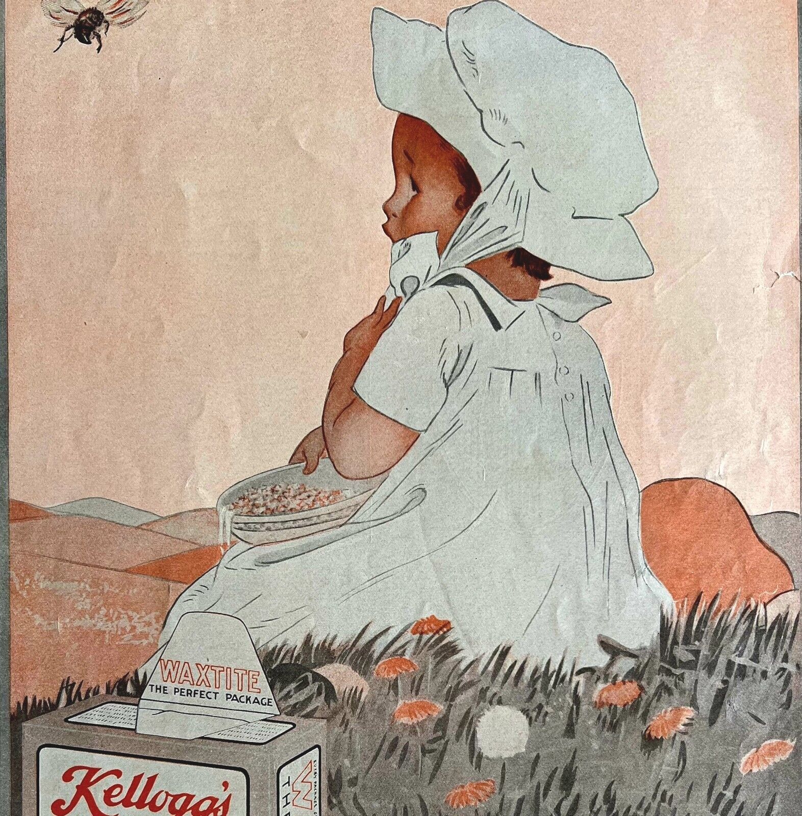 Kelloggs Toasted Corn Flakes 1910 Advertisement Miss Muffet Lithograph HM1H