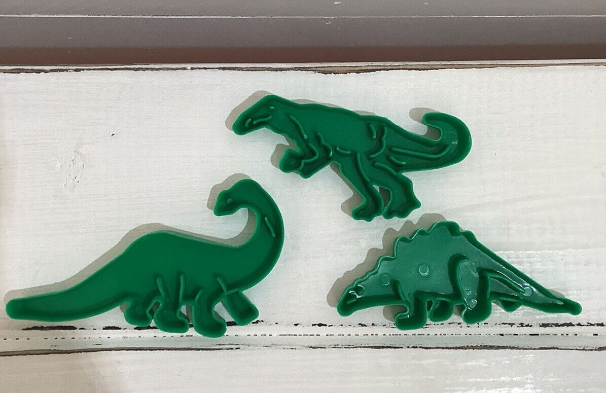 Lot Of 3 Vintage 1987 Dinosaur Plastic Cookie Cutters #8850 By LK MFG Corp