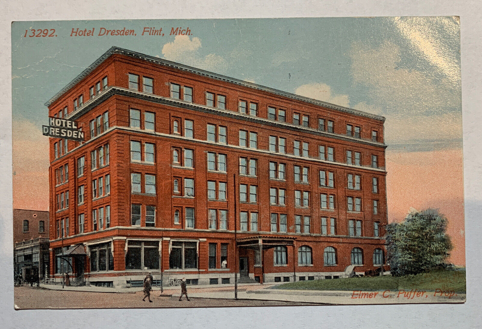 Dresden Hotel Flint Michigan Postcard Vintage 1917