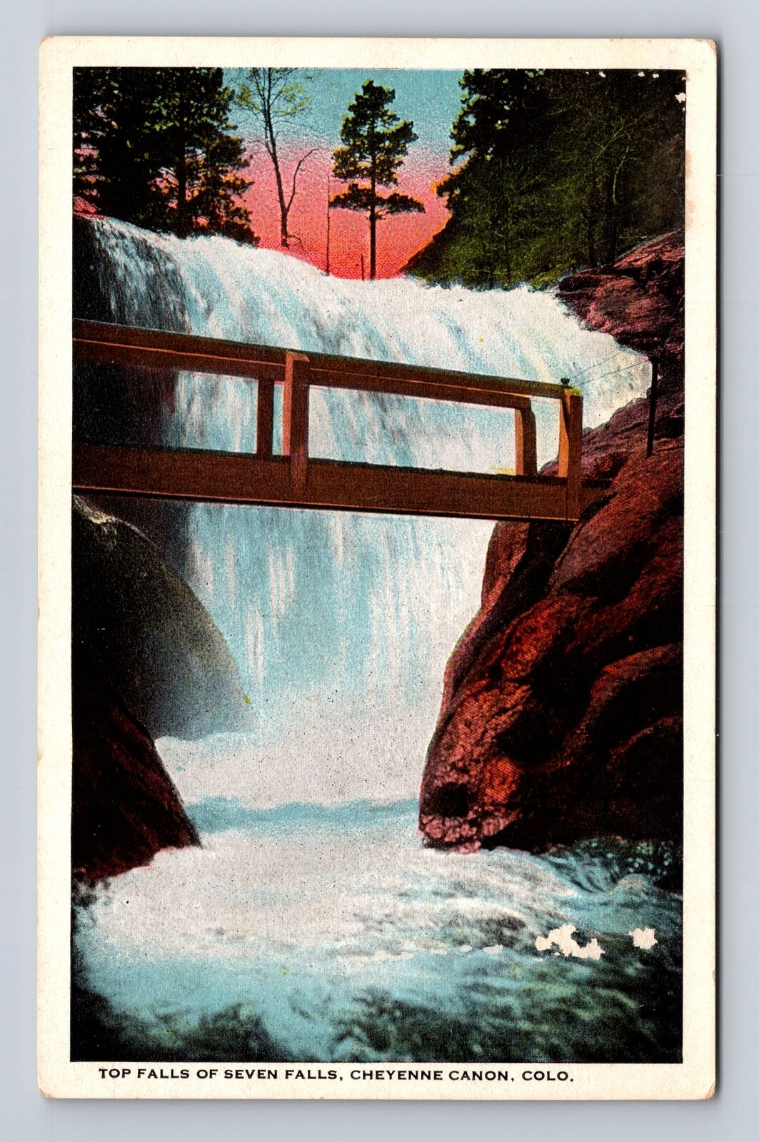 Cheyenne Canon CO-Colorado, Top Falls Of Seven Falls, Antique, Vintage Postcard