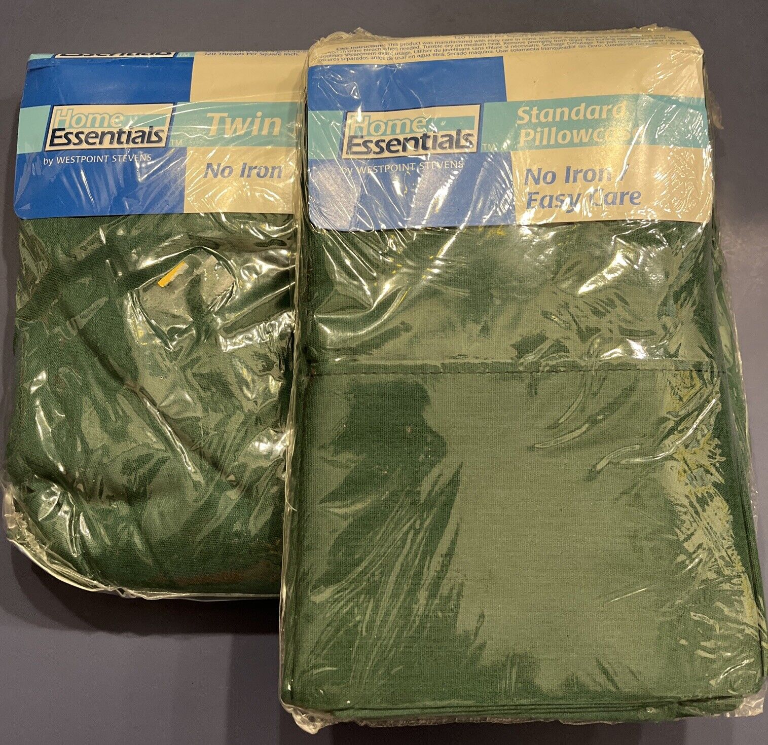 West Point Stevens Hunter Green Twin Fitted Sheet & Pillowcases Vintage NIP USA
