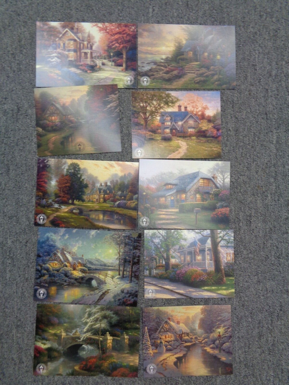 Thomas Kinkade postcards (10)cottages, homes, Quiet Evening,Victorian Autumn