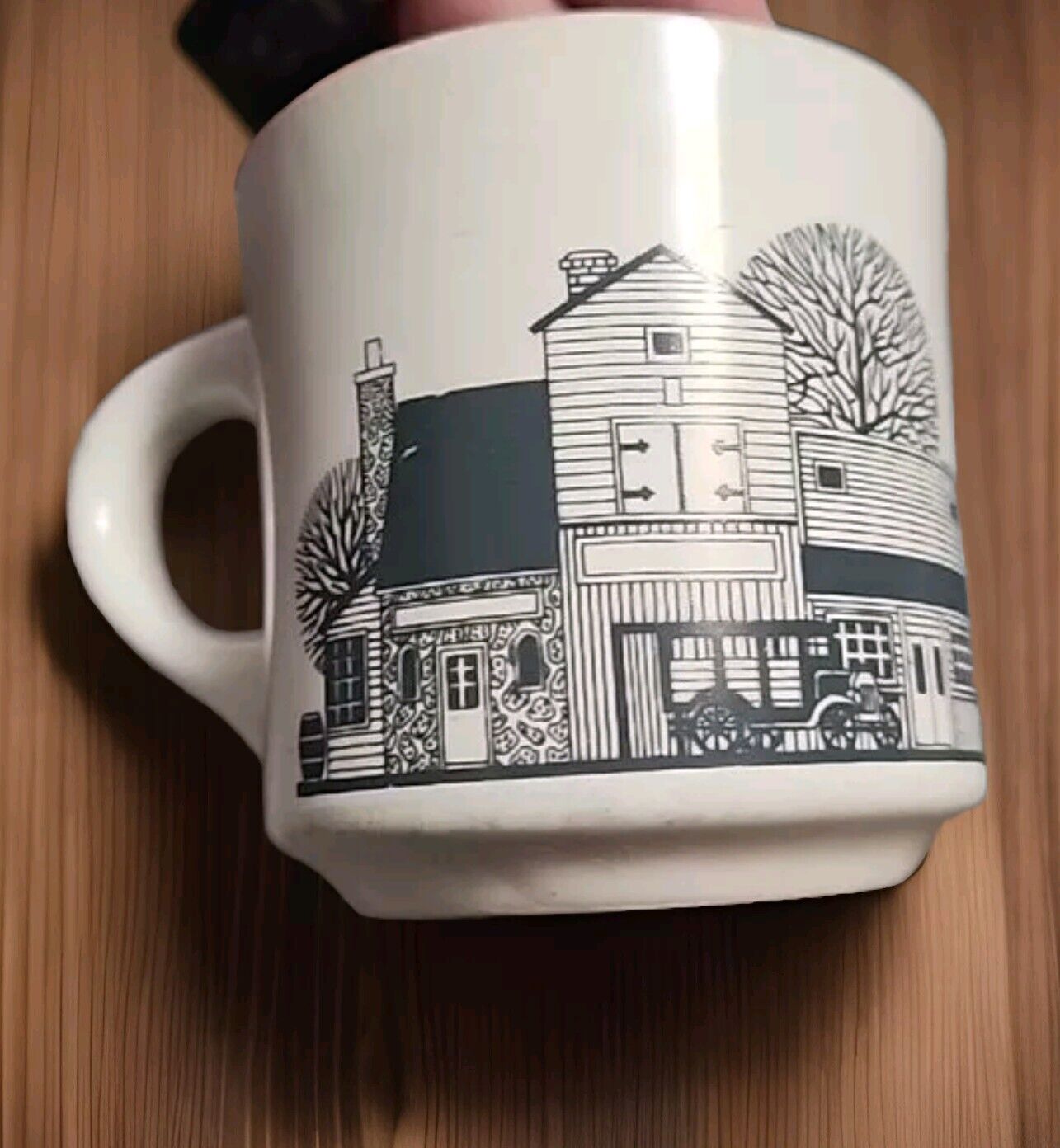 Vintage Black & White Early 1900s Style Small Town Church Coffee Tea Mug Cup