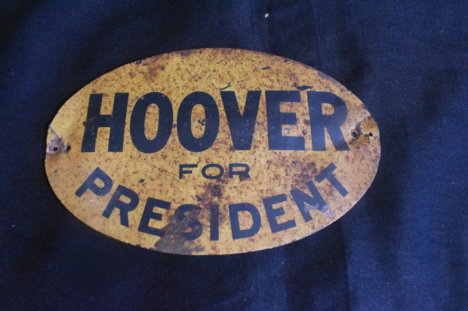 Original 1928-1932 Hoover For President License Plate Topper Oval Grill Badge