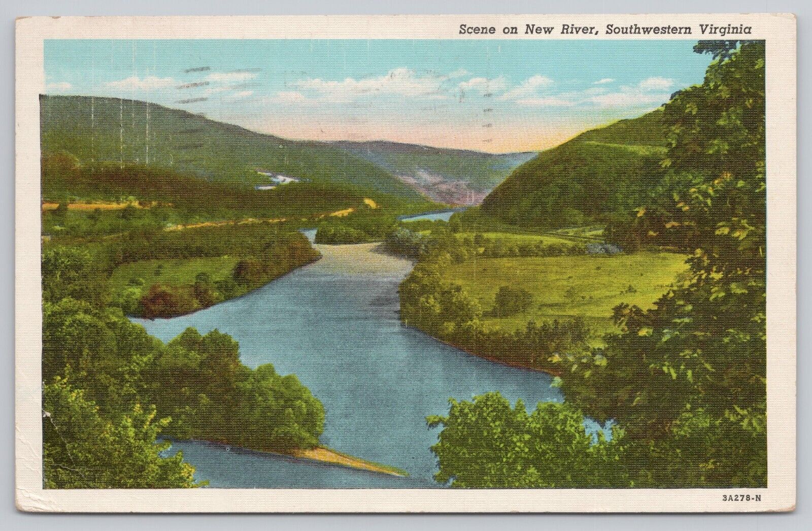 Southwestern Virginia, New River Scenic View, Vintage Postcard