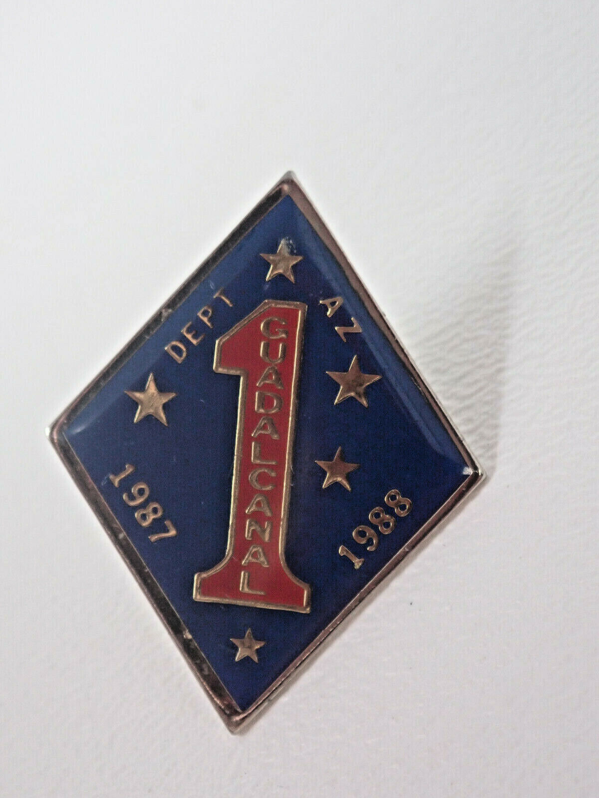 1987 1988 Dept AZ Guadalcanal Pin Vintage Red Blue Metal