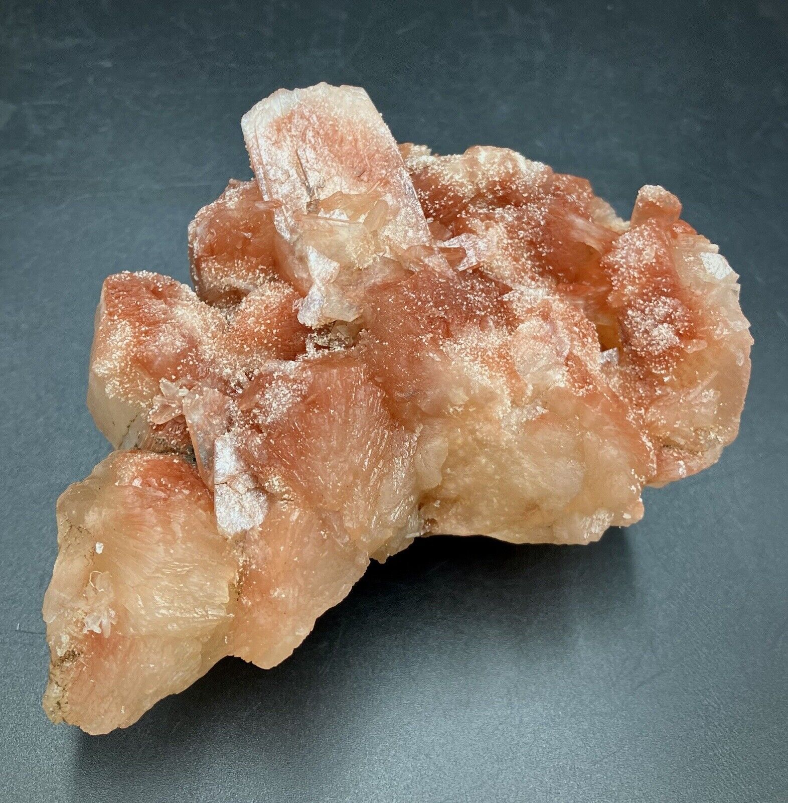 Rare India Red Orange Pink Stilbite Crystal Cluster Zeolite Mineral Specimen