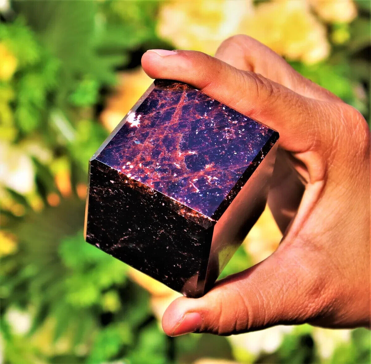 Small 50MM Natural Red Almandine Garnet Stone Chakra Healing Square Cube