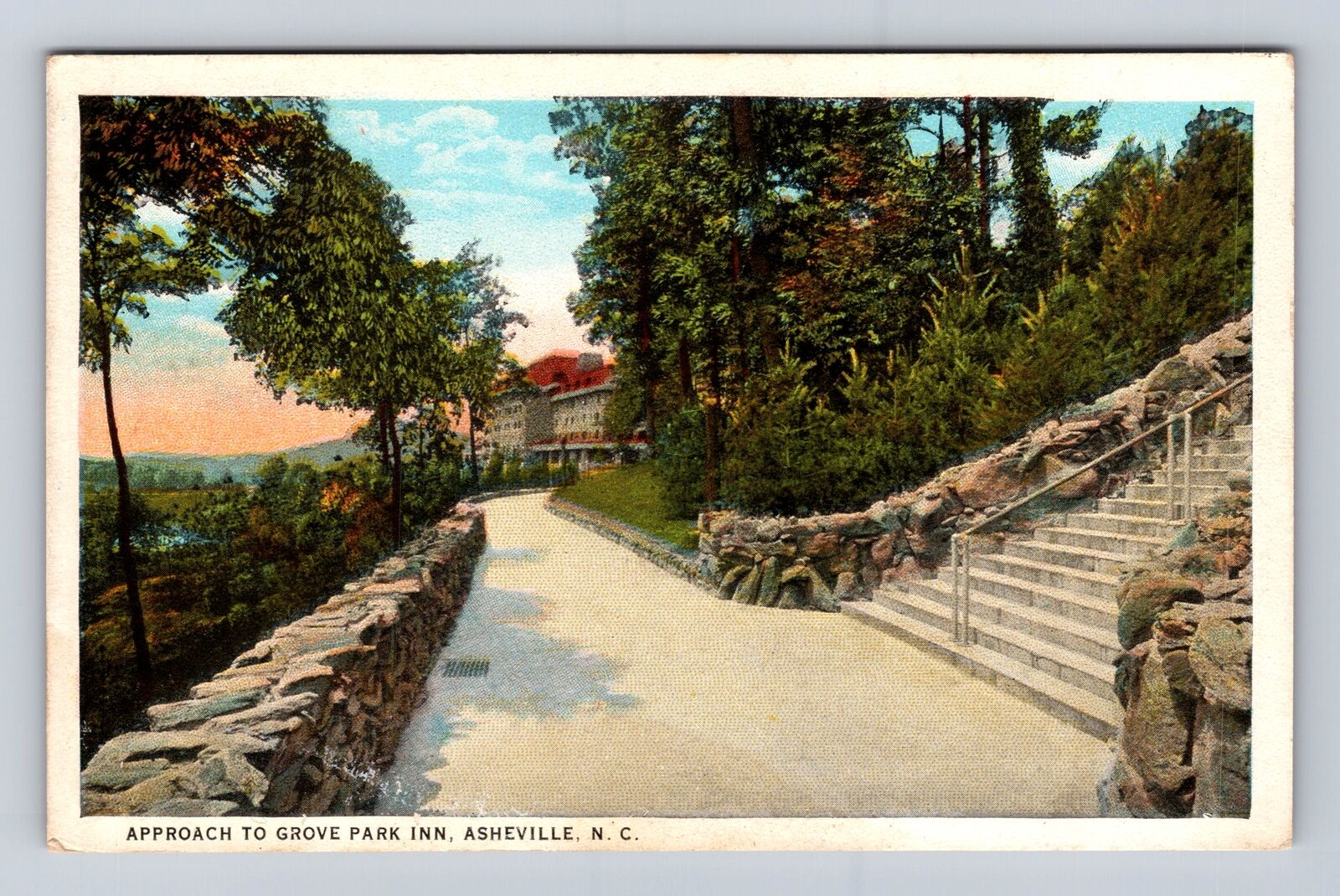 Asheville NC-North Carolina, Approach to Grove Park Inn Antique Vintage Postcard