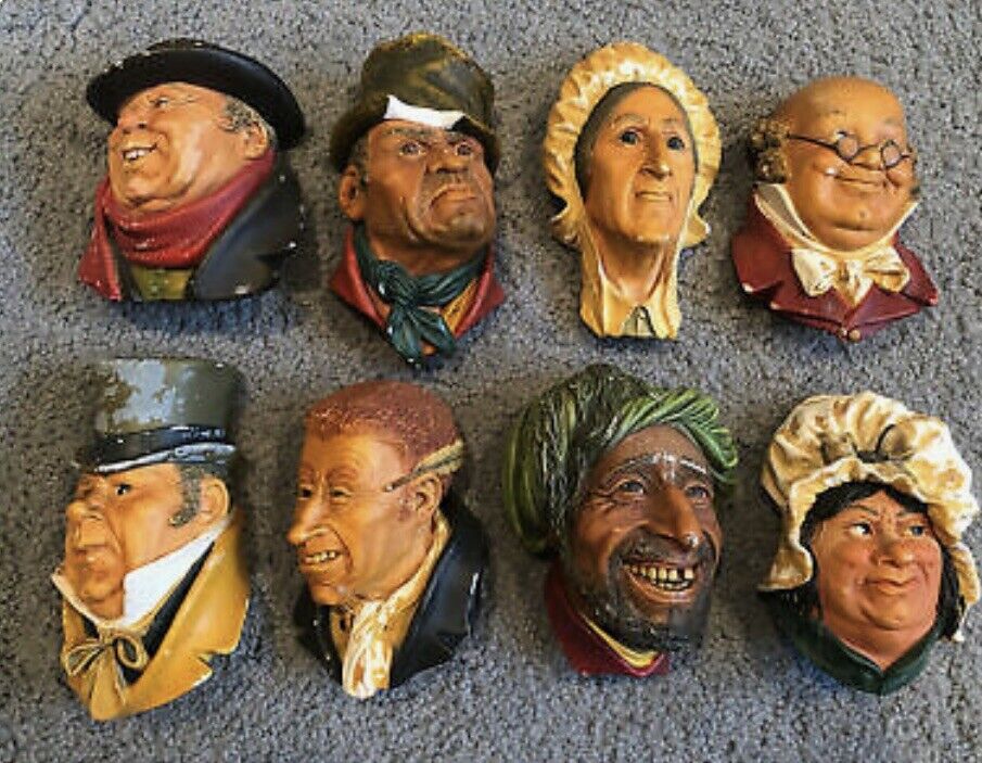 Vintage Bossons England Chalkware Heads Lot of 8
