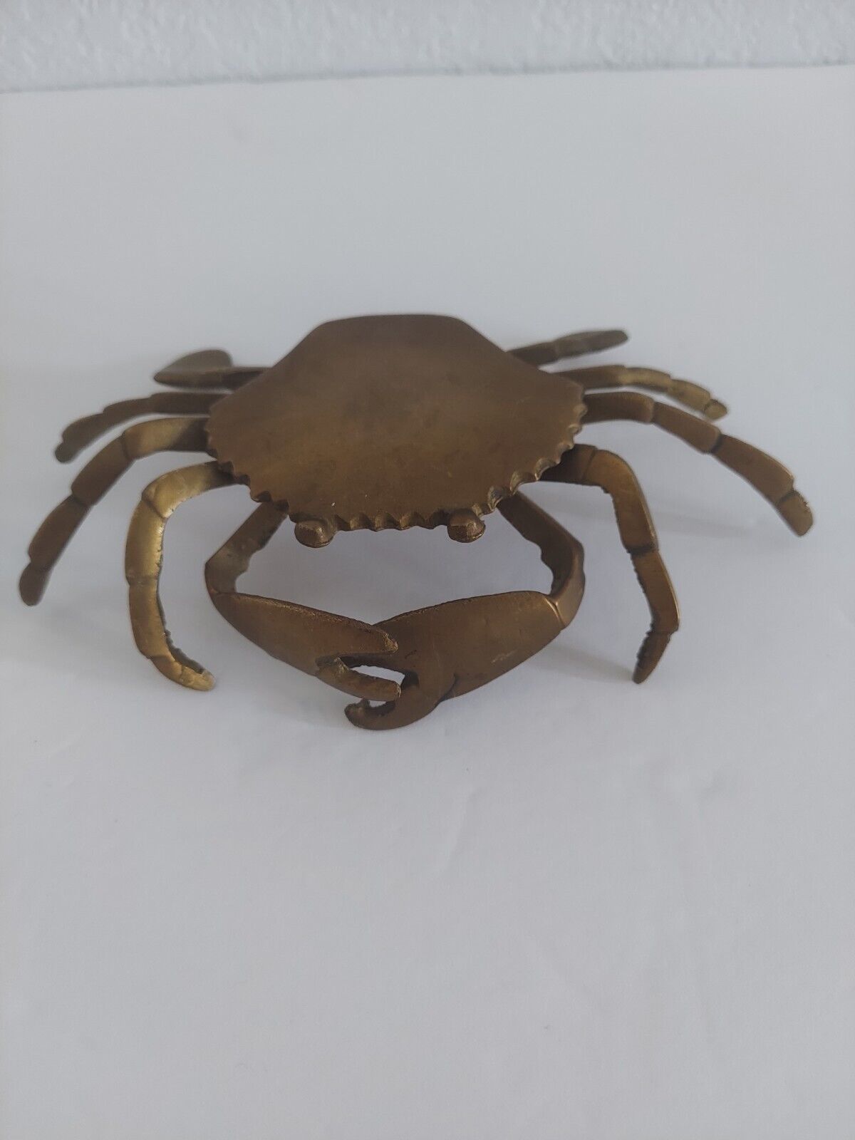 Vintage Brass Crab Hinged Ashtray Coastal Decor