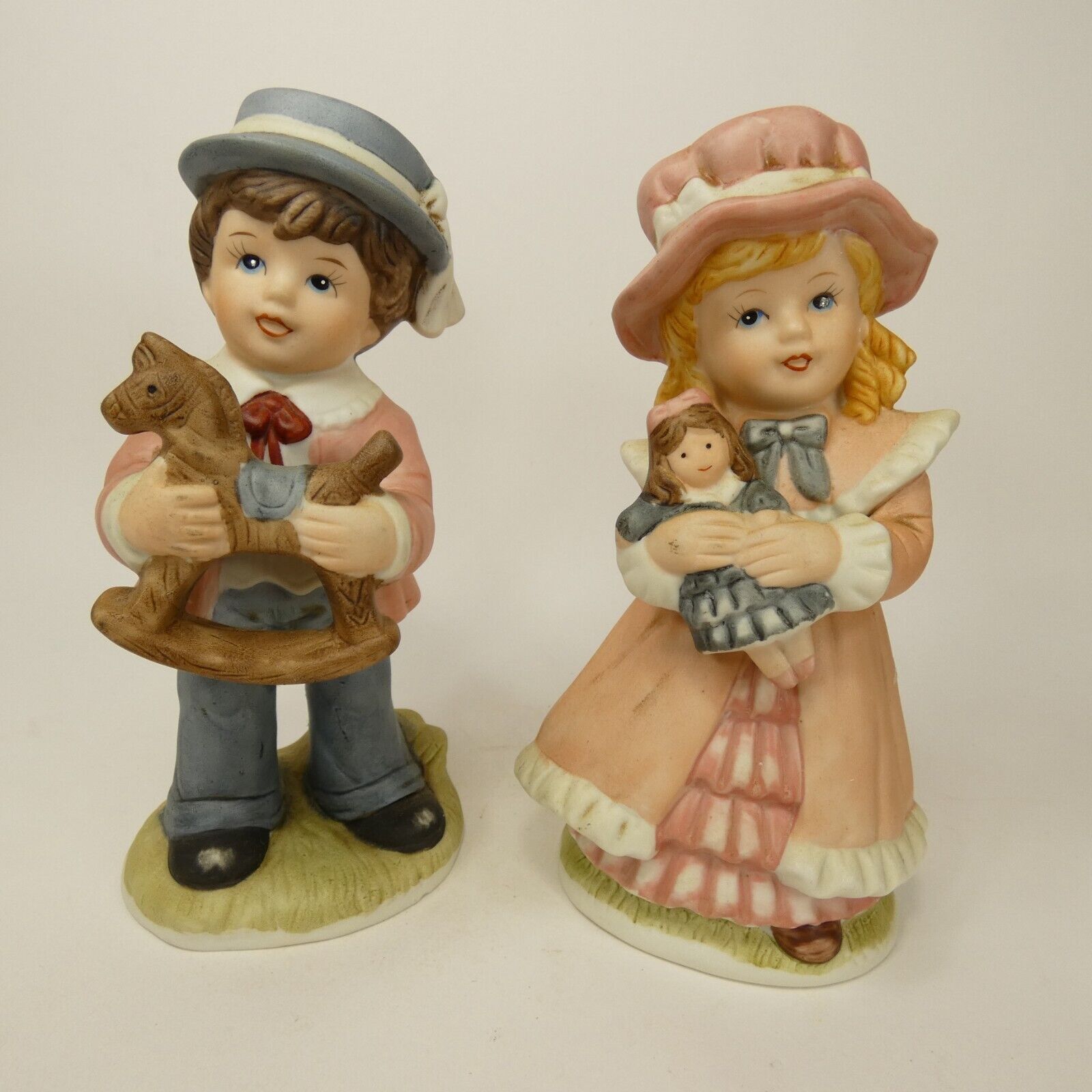Vintage 1970’s Homco Girl Doll Boy Rocking Horse Toys Figurine #1419 AGJ&L