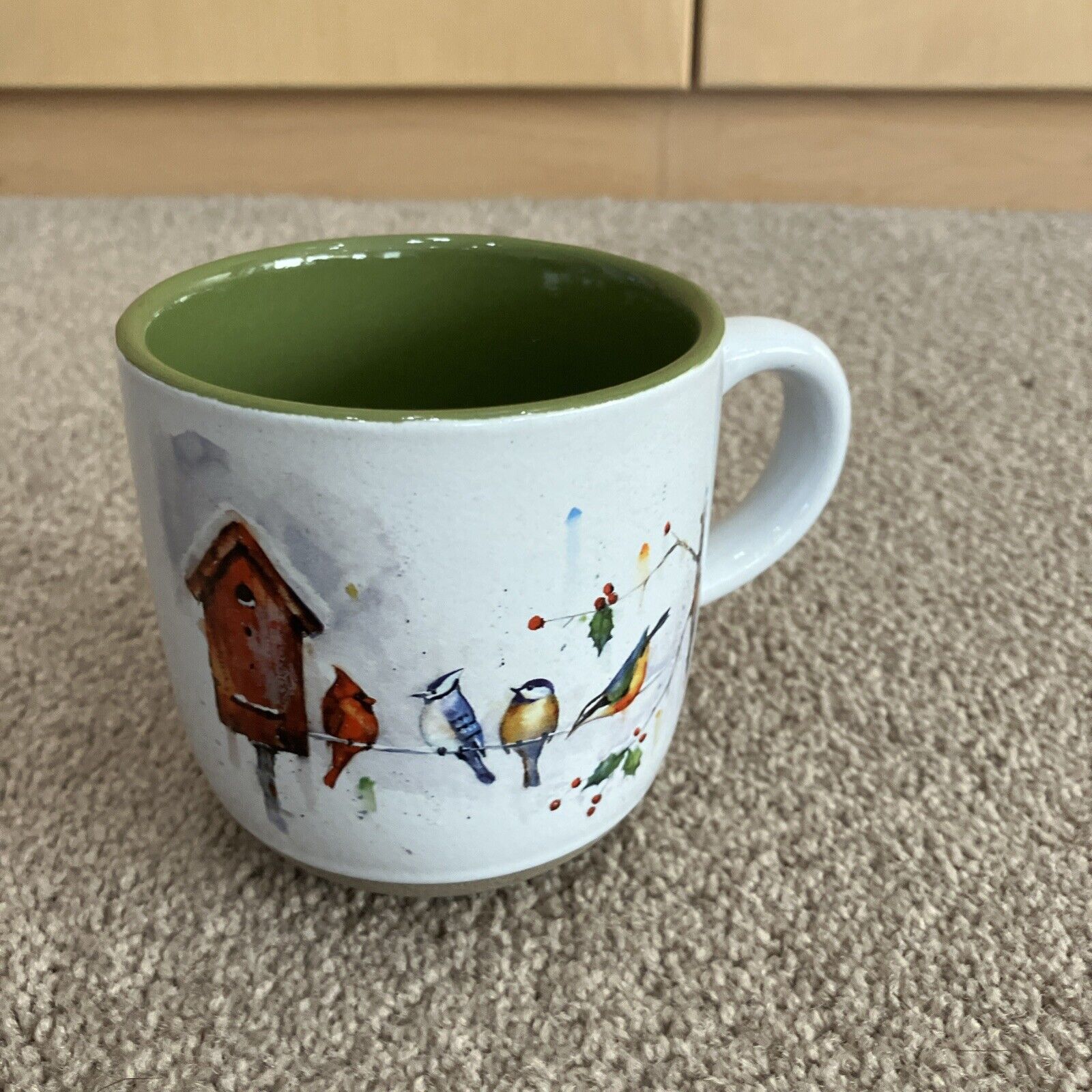 Dean Crouser coffee mug with birds and birdhouse