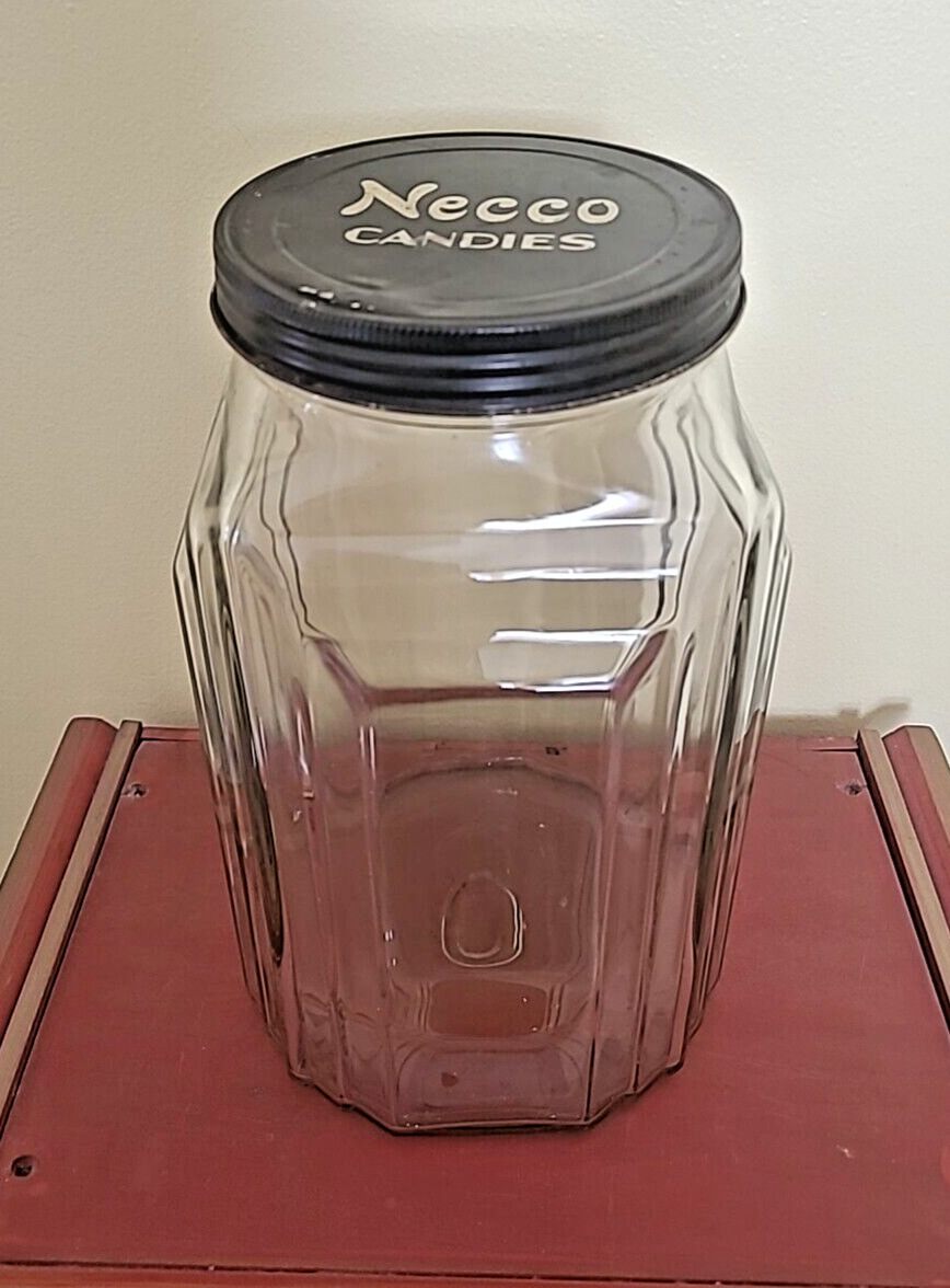 Vintage Necco Candies Glass Jar Art Deco Advertising 10\