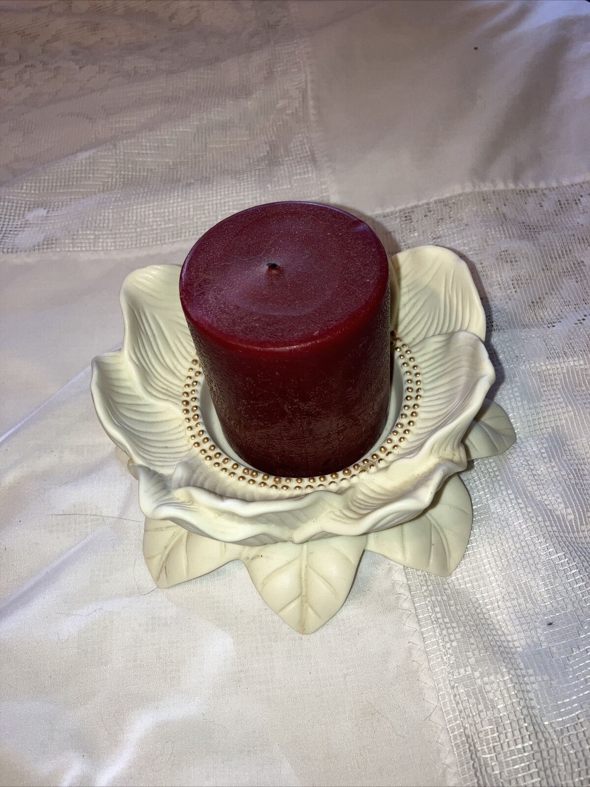 Rare Vintage Retired Party Lite Bosc Ivory Candle Holder 