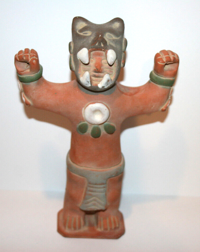 VTG Mexican Indigenous Terracotta Maya Mayan Jaguar Sculpture Made in Mexico 11\