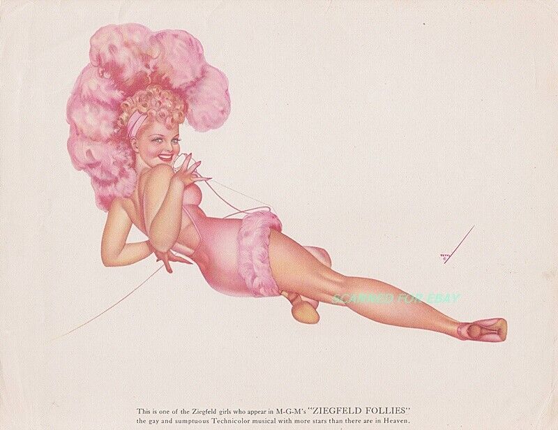 George Petty Pinup Ziegfeld Follies Girl Print 8½ x 11 Signed 1940\'s  #1