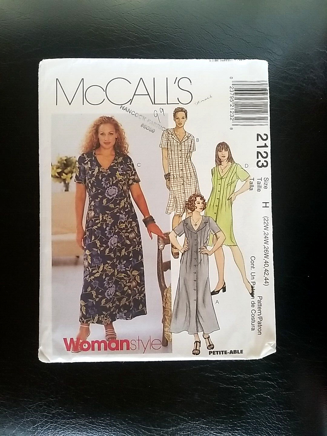 McCall\'s 2123 Size H (22W, 24W, 26W, 40, 42, 44) Sewing Pattern UNCUT Long Dress