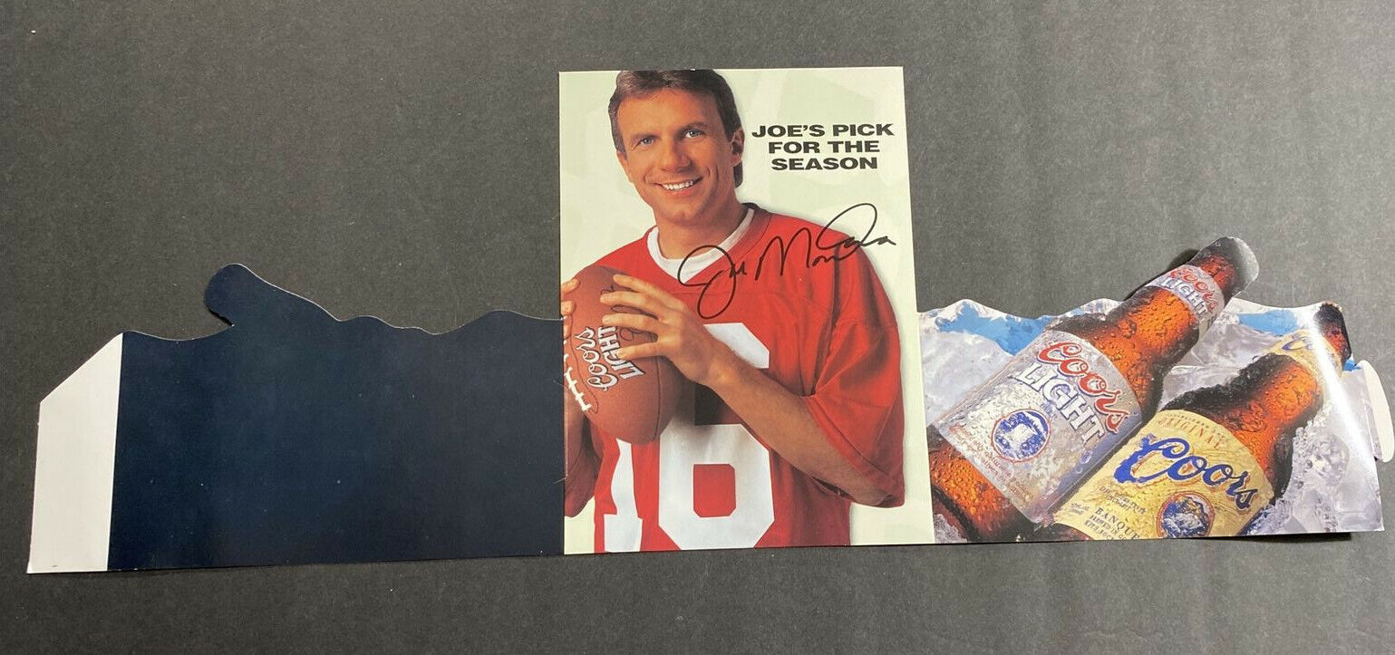 Vintage 1996 COORS LIGHT BEER Joe Montana Advertising Table Tent Hall of Fame