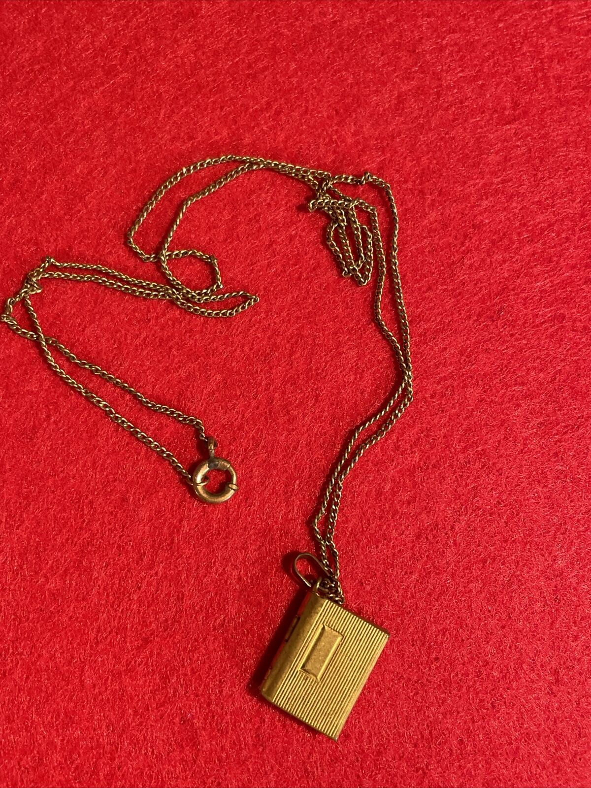 Vintage Tiny BIBLE LOCKET with Necklace THE LORDS PRAYER Goldtone 18”