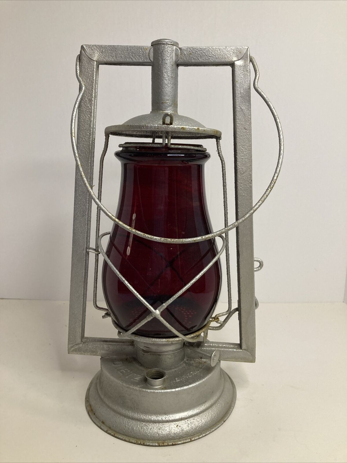 Vintage Dietz Victor Barn Lantern w/Red Glass Globe
