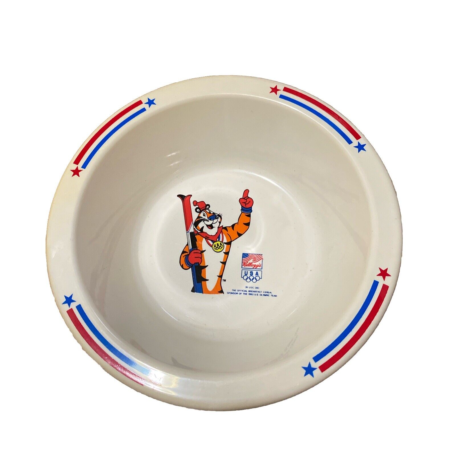 Kellogg\'s Tony the Tiger Cereal Bowl and Spoon 1992 Olympics Skis