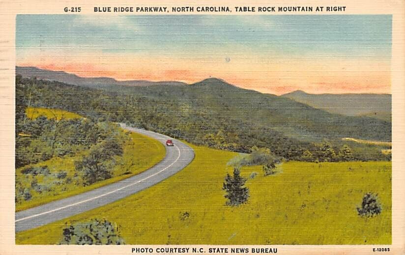 Postcard NC: Table Rock Mtn., Blue Ridge Pkwy., North Carolina, Linen, Posted