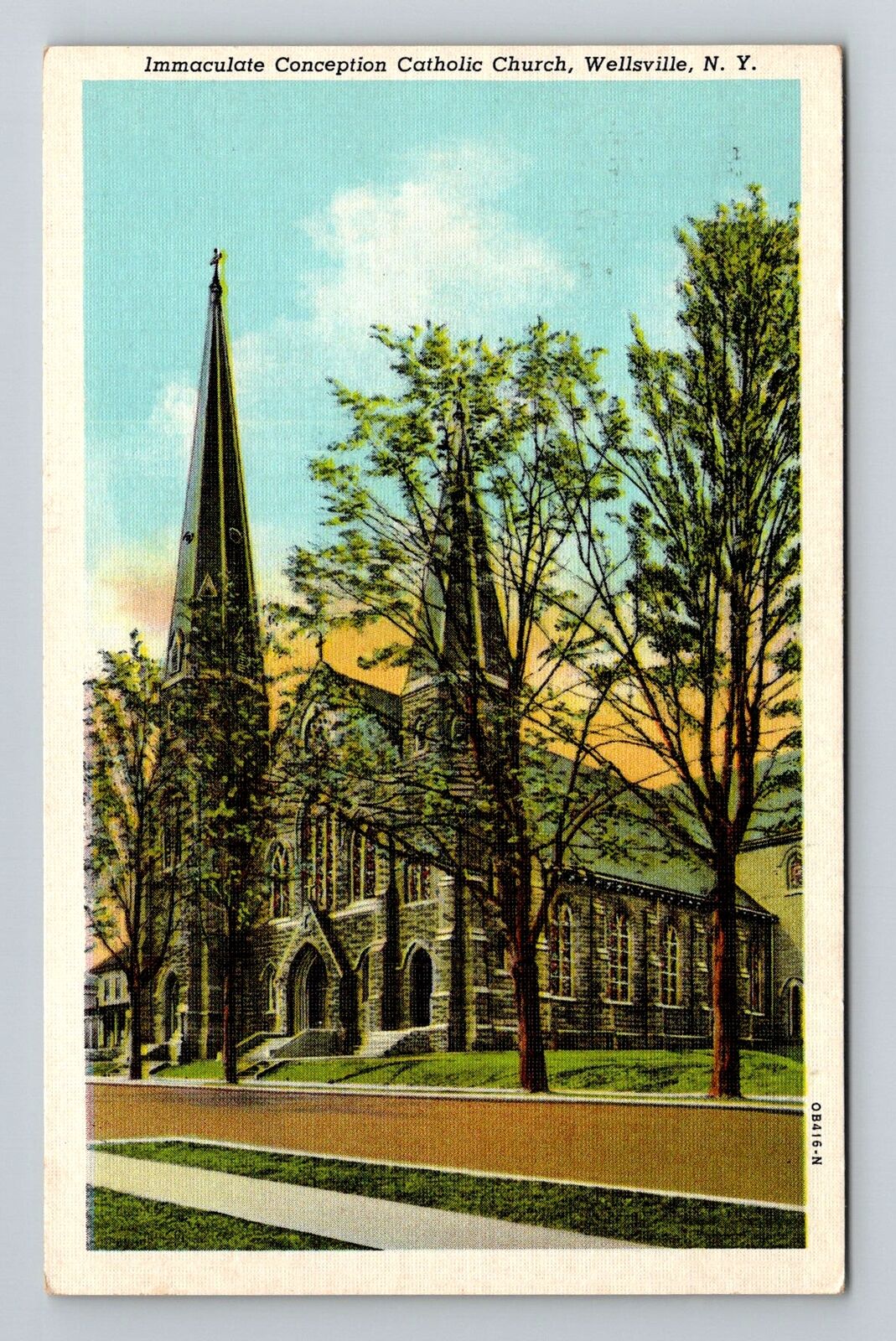 Wellsville NY-New York, Immaculate Conception Catholic Church Vintage Postcard