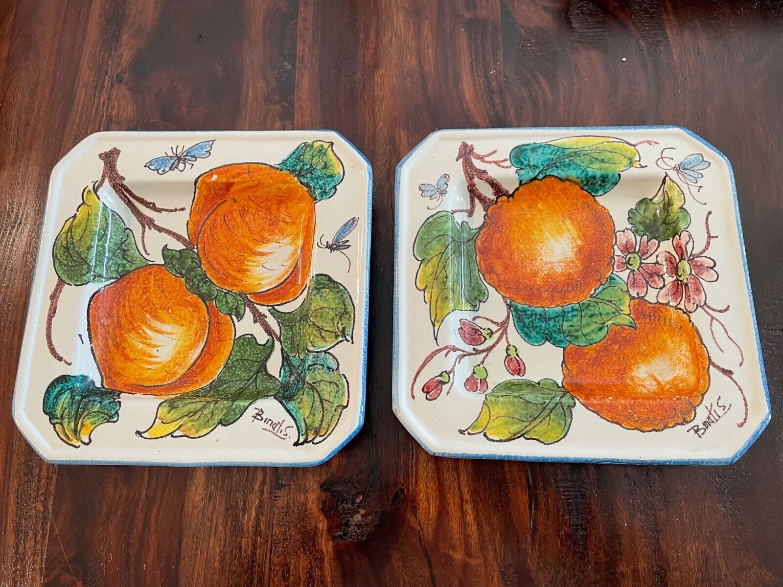 Ravello Italy Hand Painting Square Plates. Original, Beautiful.