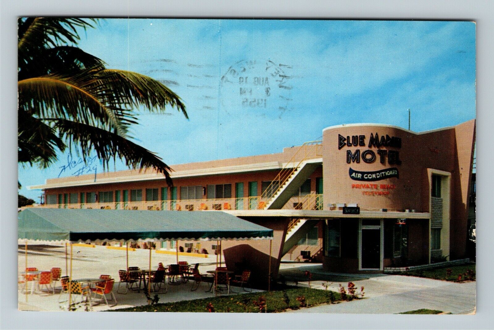 Key West FL-Florida, Blue Marlin Hotel, c1955 Vintage Souvenir Postcard
