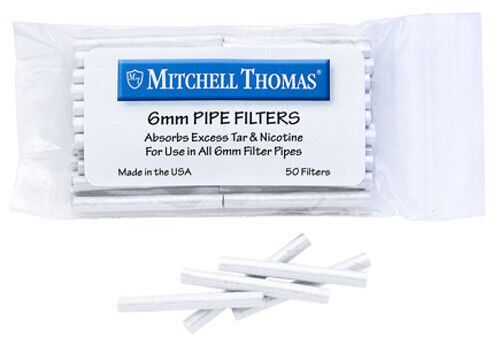 1 Pack of 50 Mitchell Thomas 6mm Paper Filters for Pipes or Cigarettes - 1005