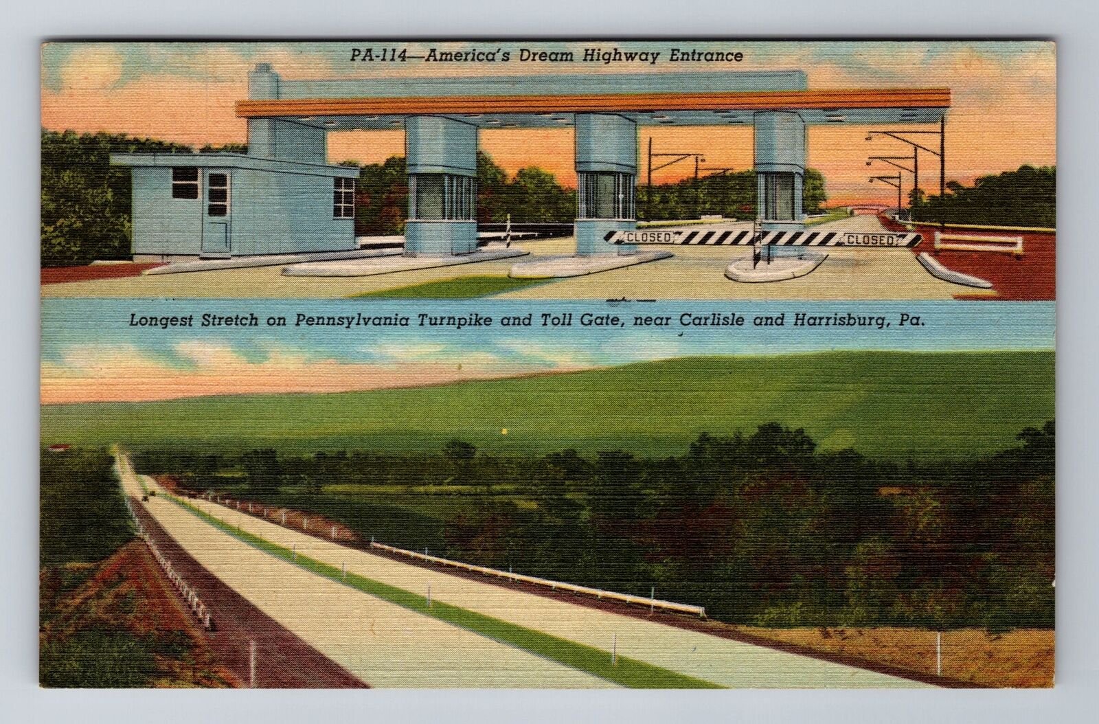 Harrisburg PA-Pennsylvania, Pennsylvania Turnpike, Antique Vintage Postcard