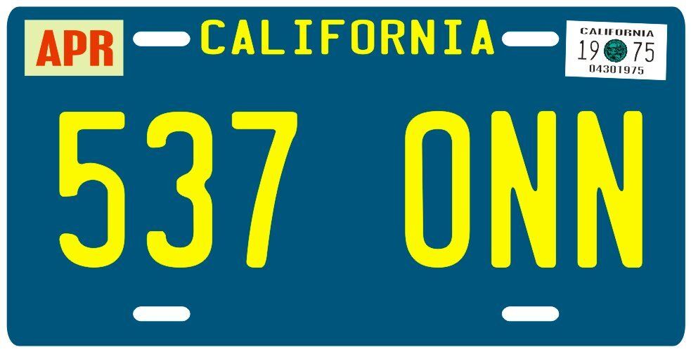 Starsky and Hutch 1975 California 537 ONN License Plate