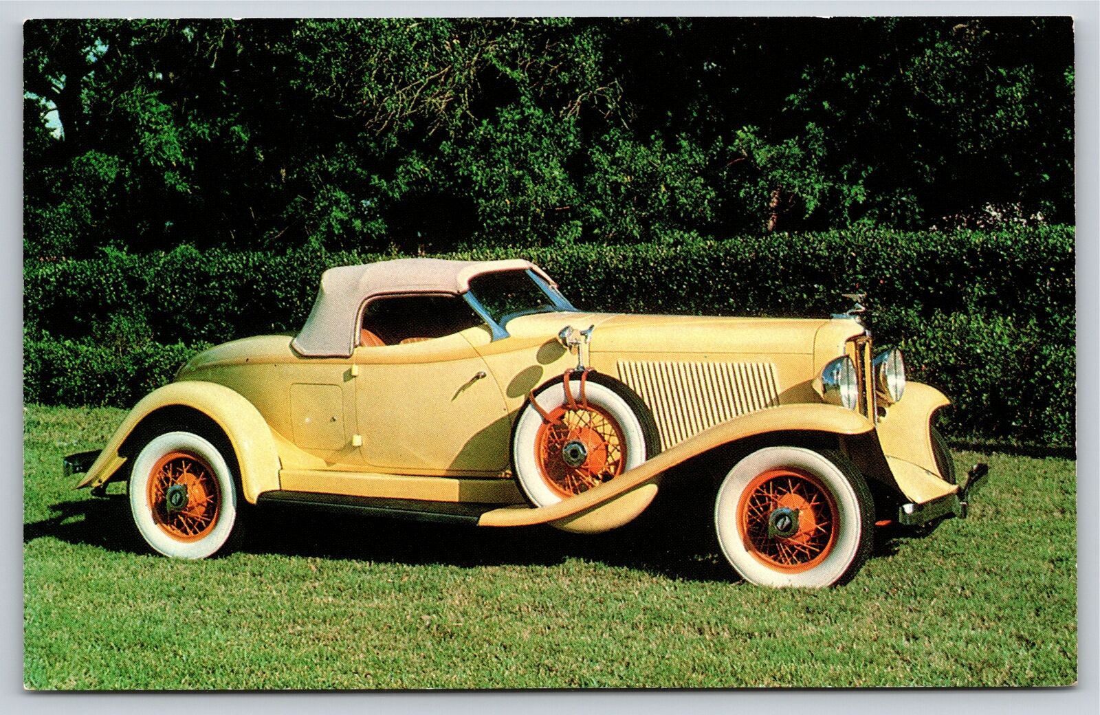Cars~Yellow 1932 Boar Tail Auburn Speedster 8 Sarasota Florida~Vintage Postcard