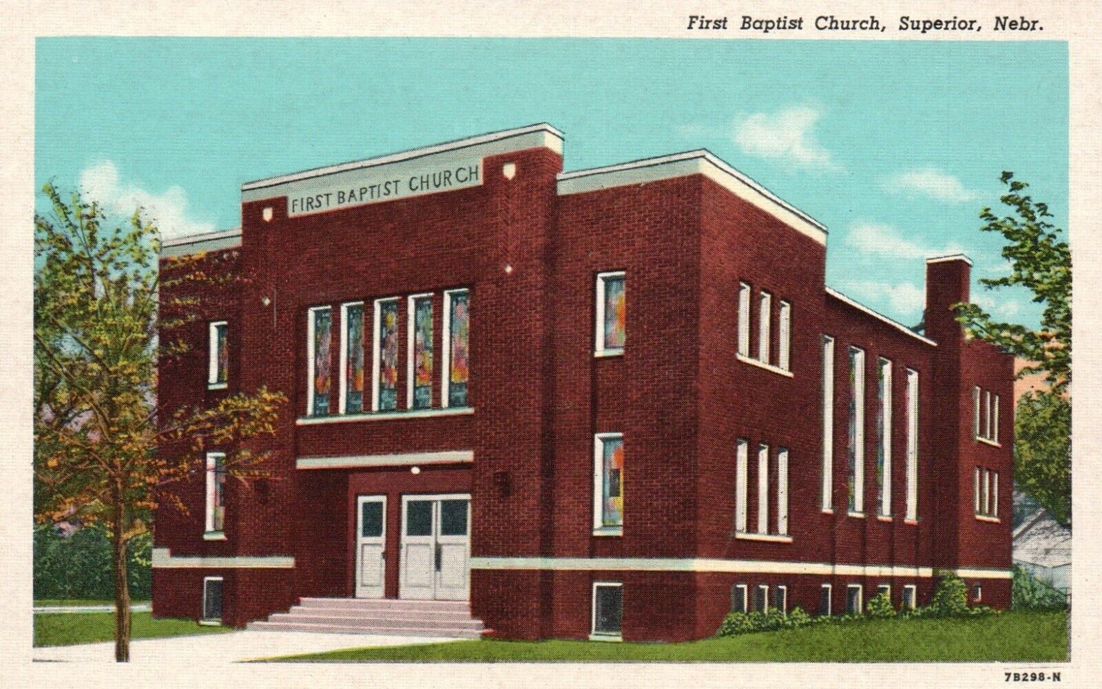 Superior, Nebraska, NE, First Baptist Church, Linen Vintage Postcard a6294
