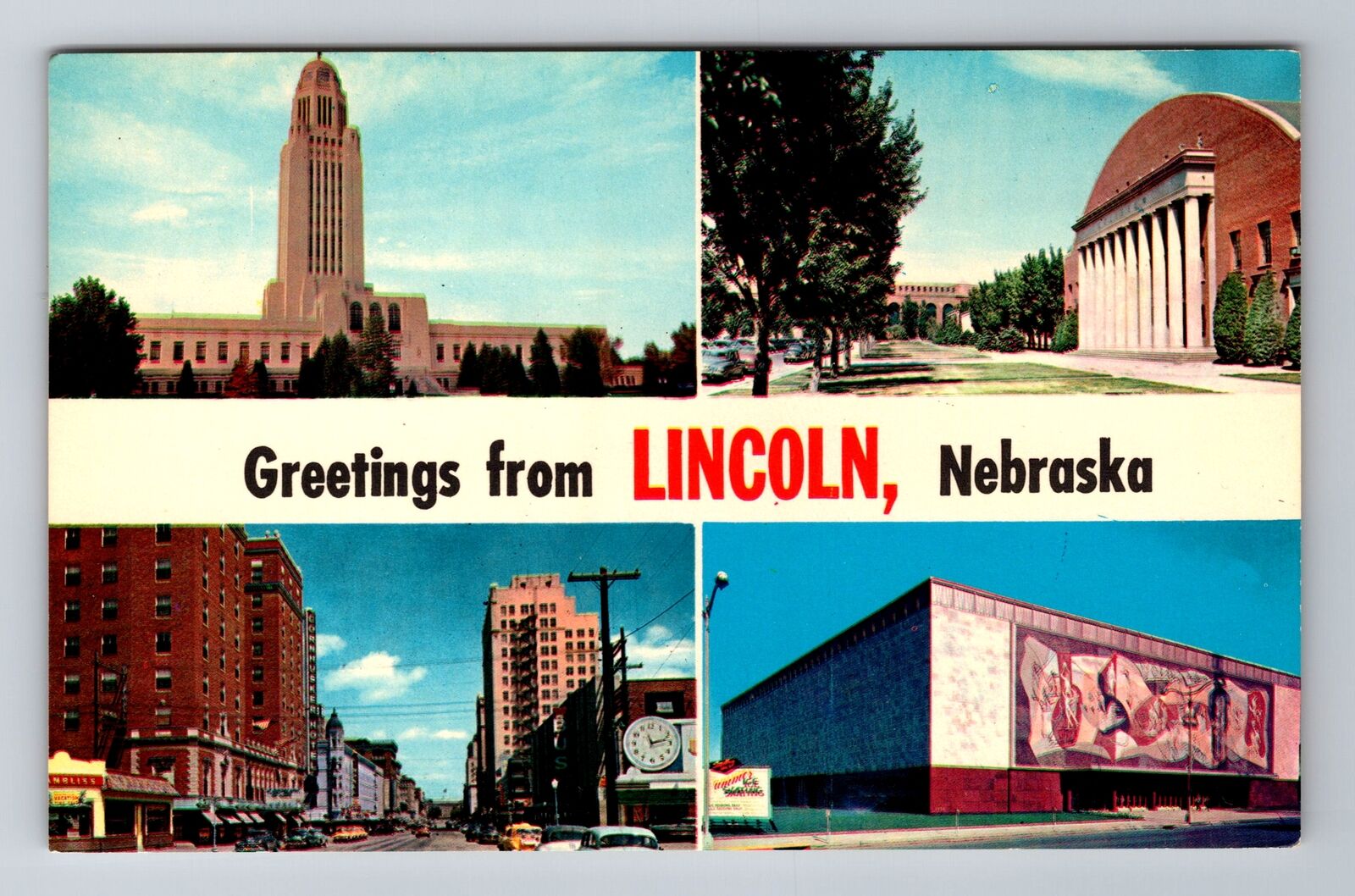 Lincoln NE-Nebraska, General Banner Greetings, Landmarks, Vintage Postcard