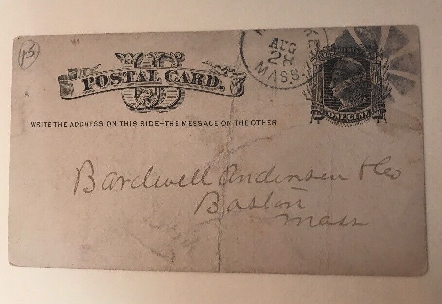 1880 Postcard Postmarked Holyoke Massachusetts Fancy Cancel
