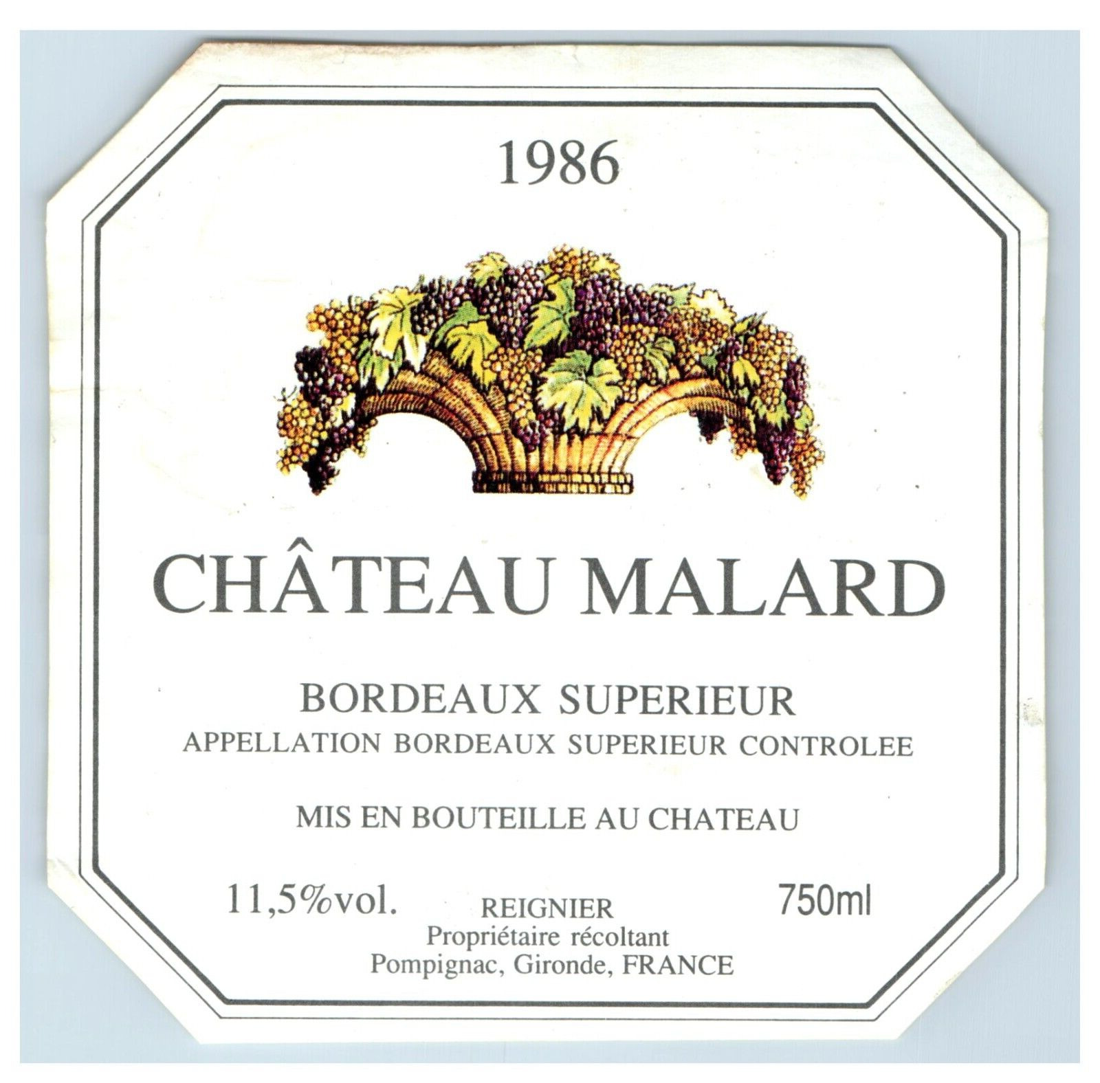 1970's-80's Chateau Malard French Wine Label Original S50E
