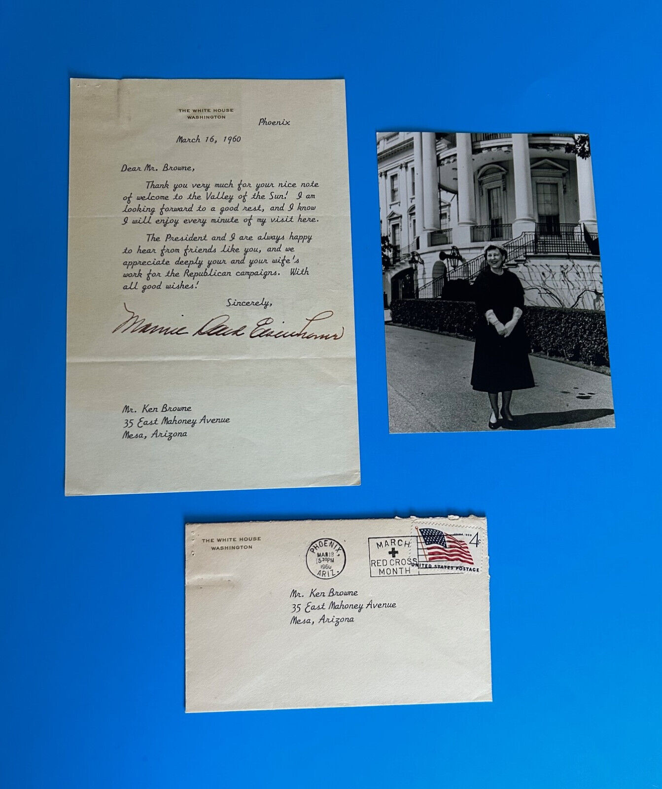 Mamie Eisenhower US First Lady Typed Letter Signed The White House Mar. 16, 1960