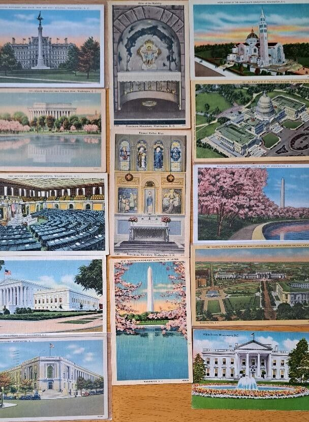 Lot of 13    WASHINGTON, D.C.    Old Postcards    ca.1930\'s-1940s