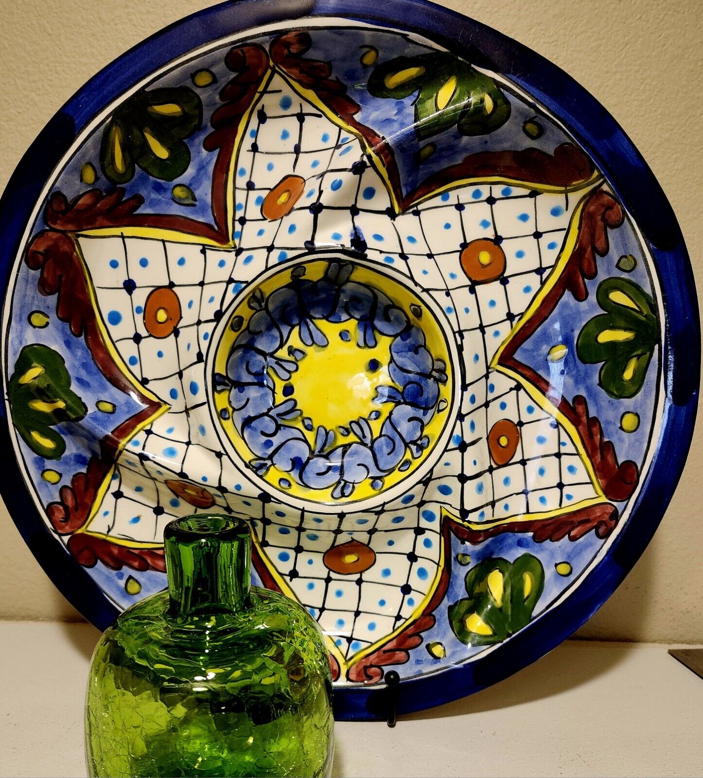 Talavera Mexican Pottery Lead Free 14 Inch Diameter Handpainted Piece