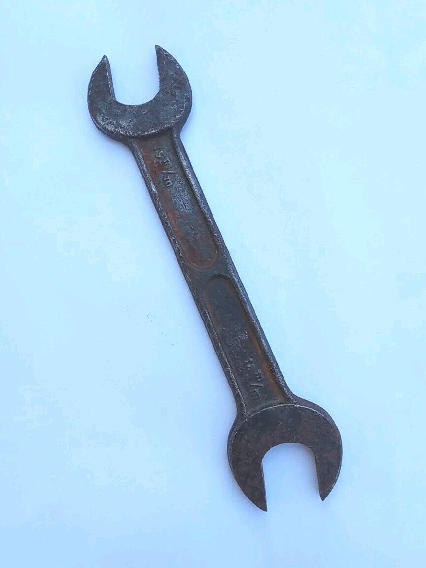 Rare Vintage Double Open End Wrench 11/16 x 19/32 and 15mm x 18mm USA Forged