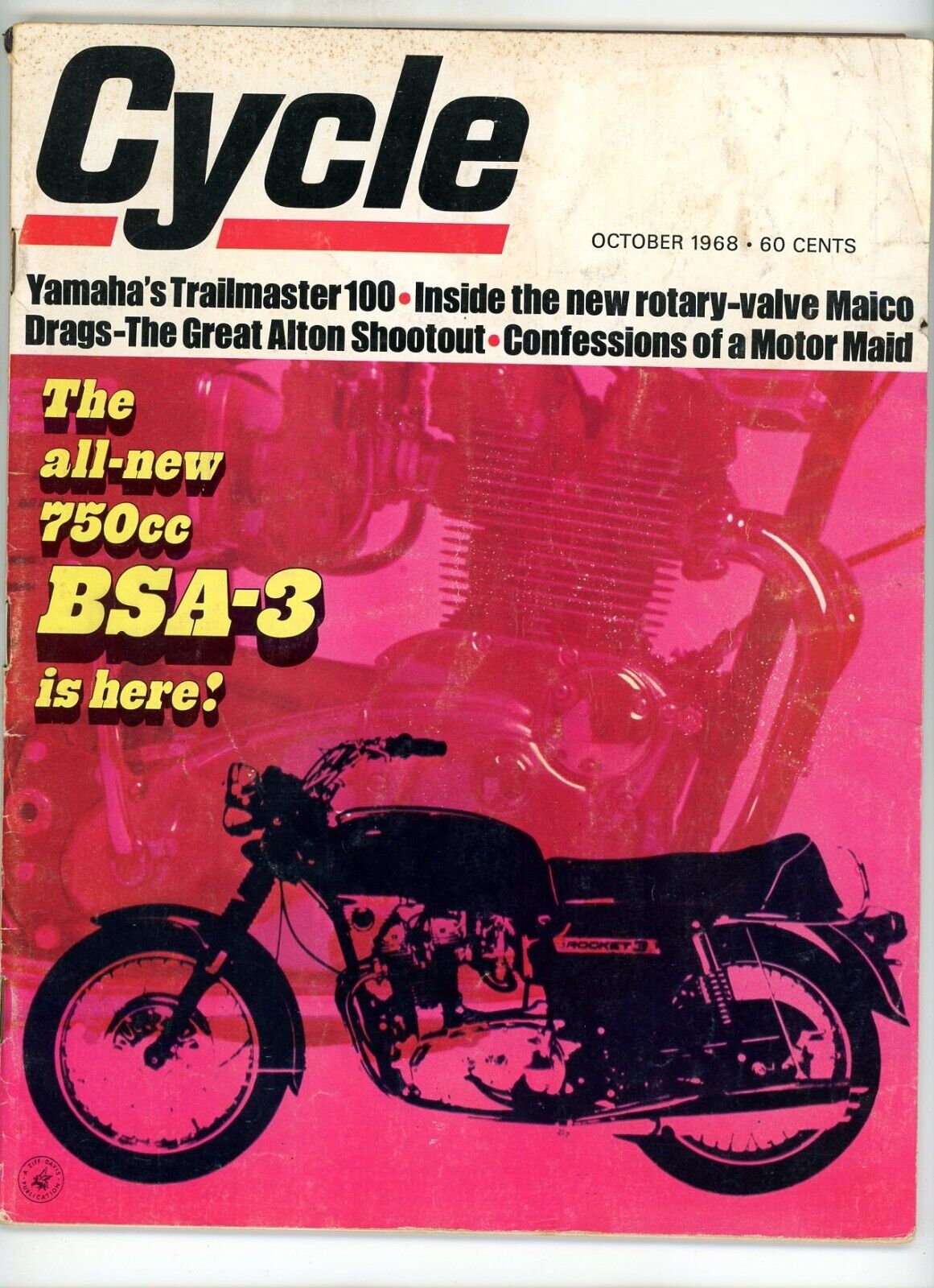 1968 Oct Cycle Magazine 750cc BSA-3 Yamaha Yl2cm Drags Maico Motocross 
