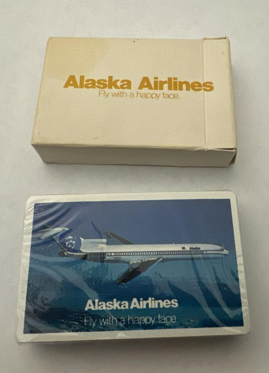VTG Alaska Airlines ~ Fly with a happy face ~ Playing Cards ~ Sealed Deck ~ NIP