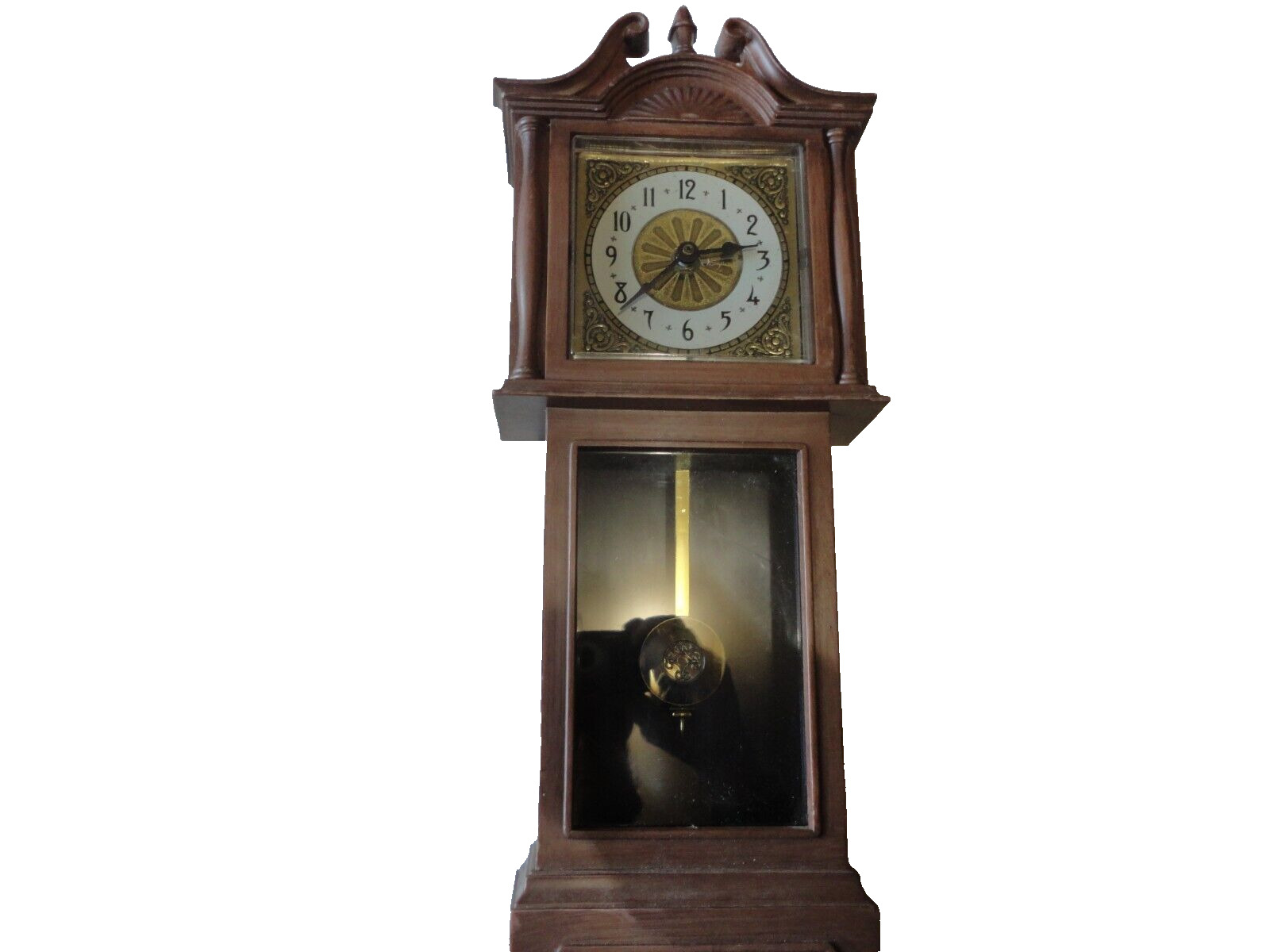 Vintage Miniture Grandfather Clock plastic case 18 inch tall RUNS