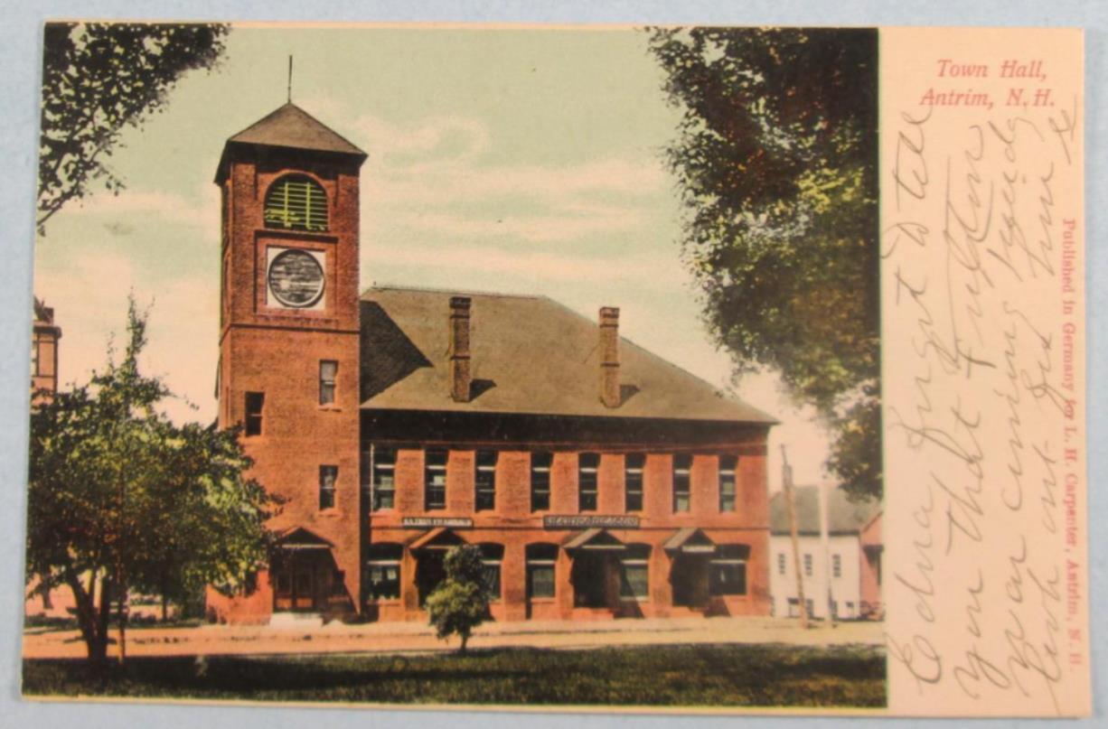 Town Hall, Antrim, NH New Hampshire 1906 Postcard (#4776)