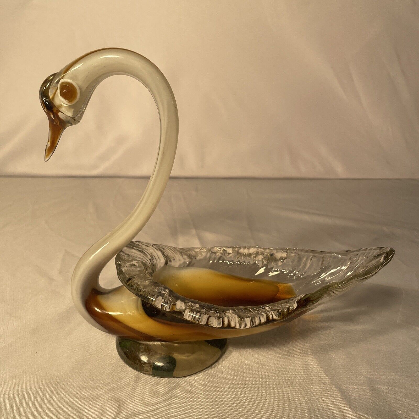 Vintage Cristales de Chihuahua Swan Hand Blown Glass Mexico Folk Art RARE