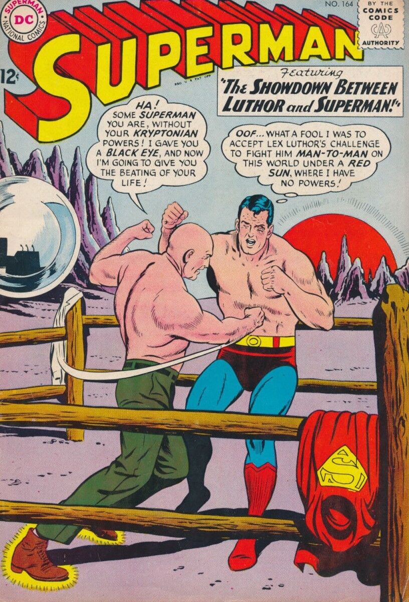 SUPERMAN #164 G/VG, battles LEX LUTHOR, DC Comics 1963 Stock Image