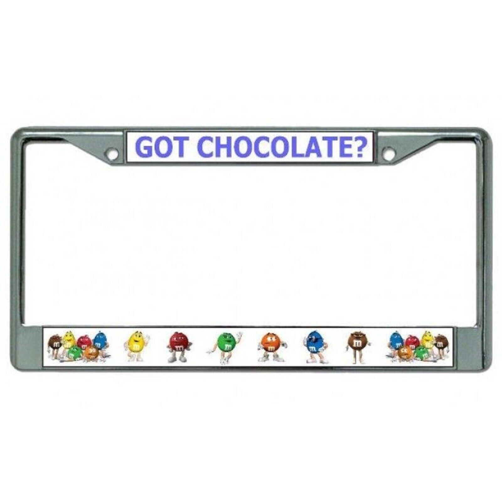 got chocolate m&m logo license plate frame made in usa